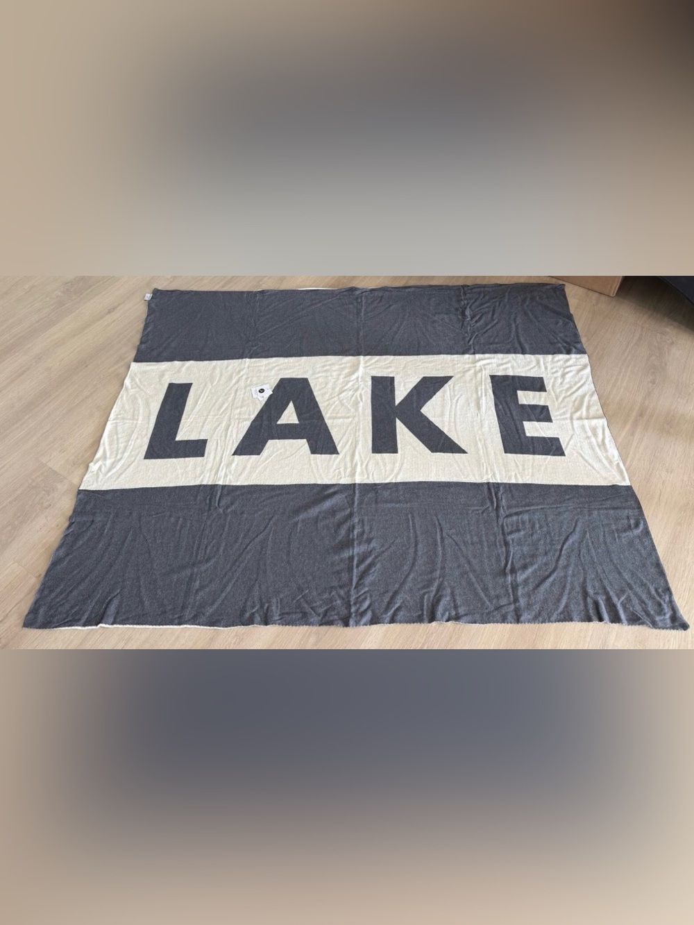 NEW “LAKE” Graphic Blanket Throw in Black and Cream